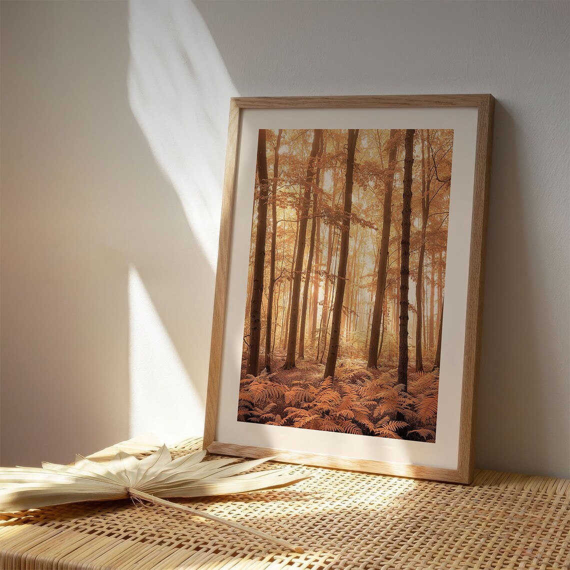 Warm Golden Autumn Forest Sunlit Trees Photography Art Print - Image 2