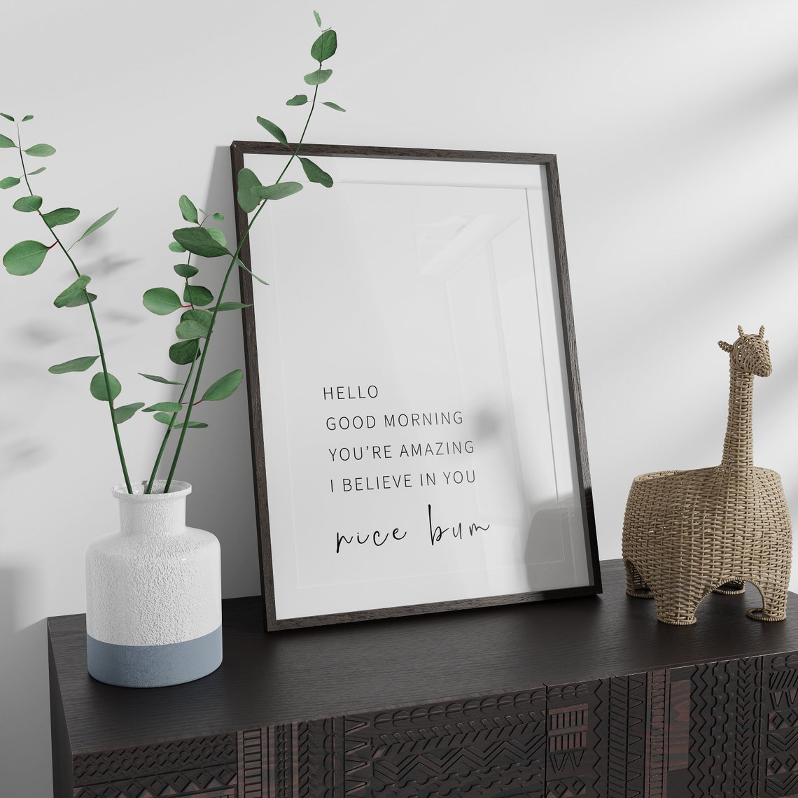 Hello Good Morning Youre Amazing Cheeky Bathroom Mirror Quote Poster - Image 2