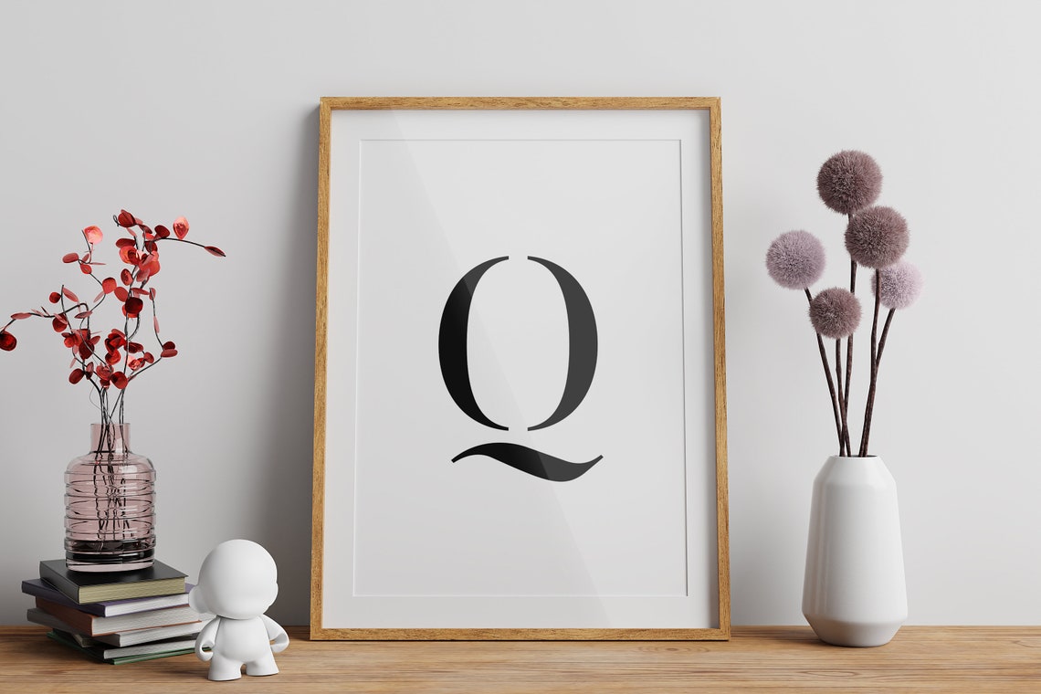 Letter Q Bold Serif Monogram Initial Alphabet Minimalist Poster - Image 2