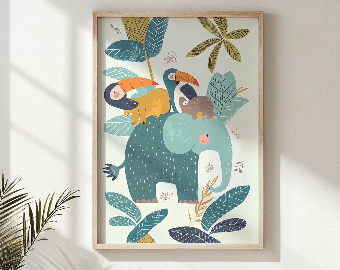 Jungle Animals Nursery Wall Art, Safari Theme Poster