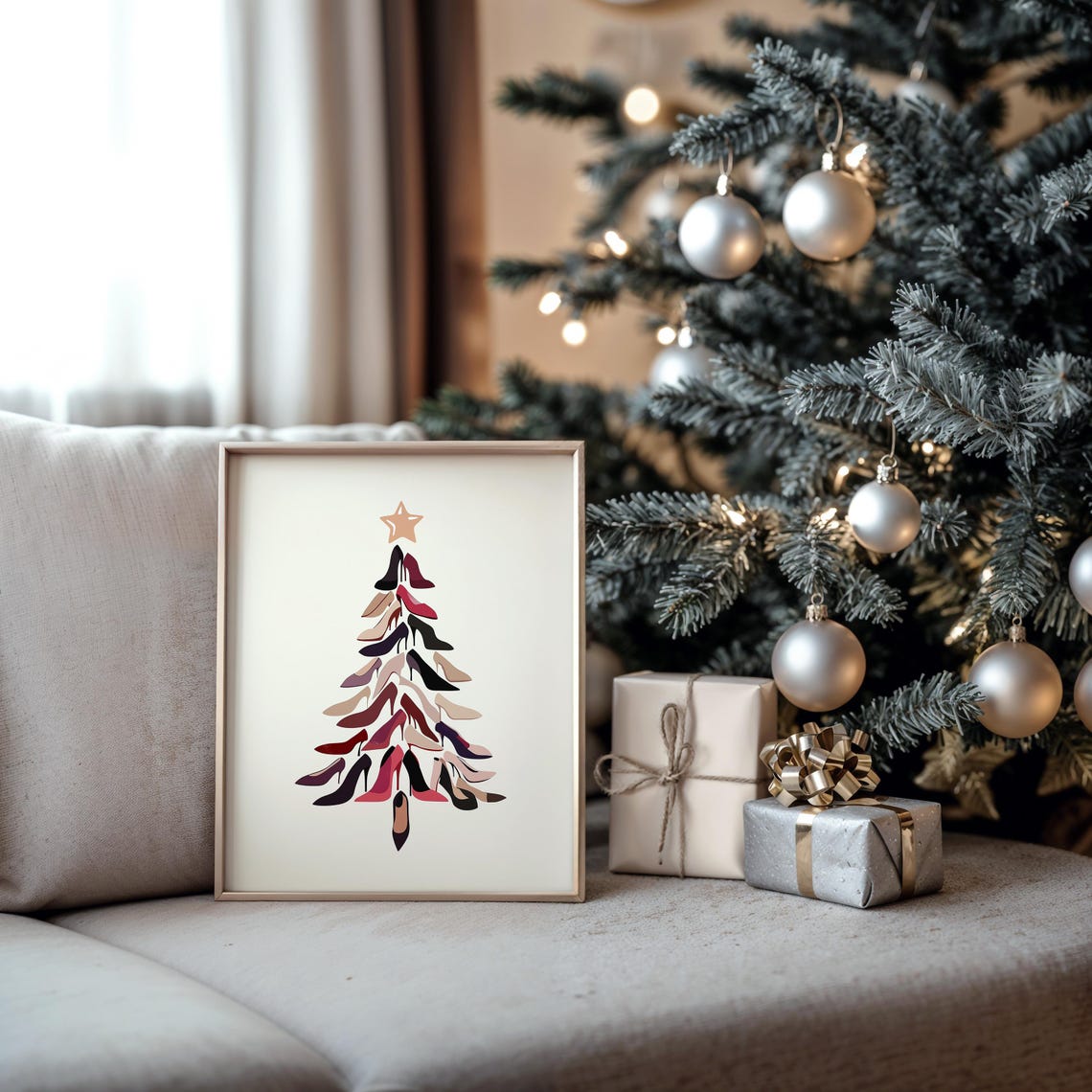 High Heel Shoe Christmas Tree Girly Glam Chic Holiday Poster - Image 3