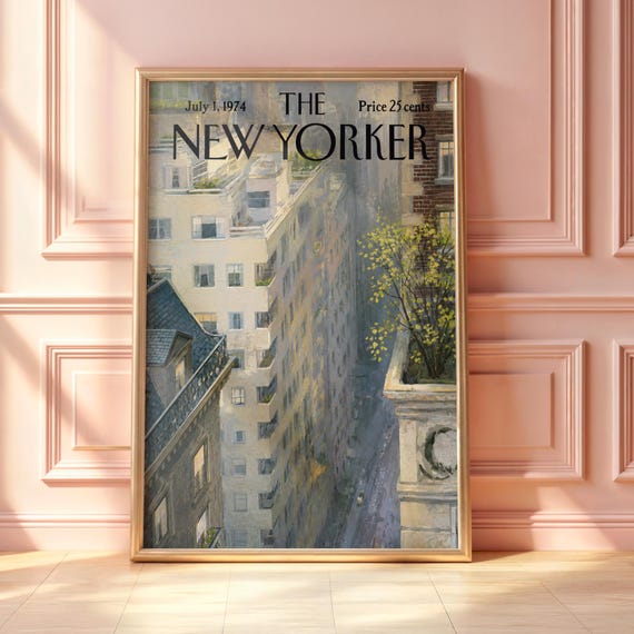 Vintage New Yorker Cityscape Poster York Street View Wall Art Nyc Urban Landscape Print Manhattan Decor Magazine Cover