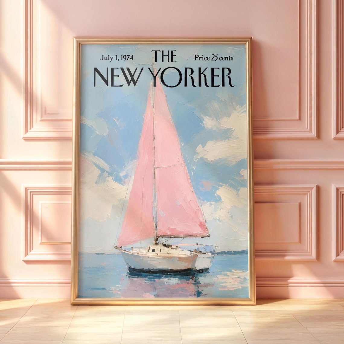 Vintage New Yorker Sailboat Ocean Poster, Coastal