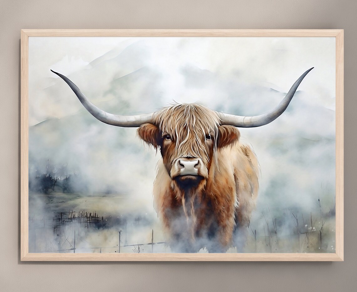 Highland Cow Painting Scotland Wall Art Print - Image 3