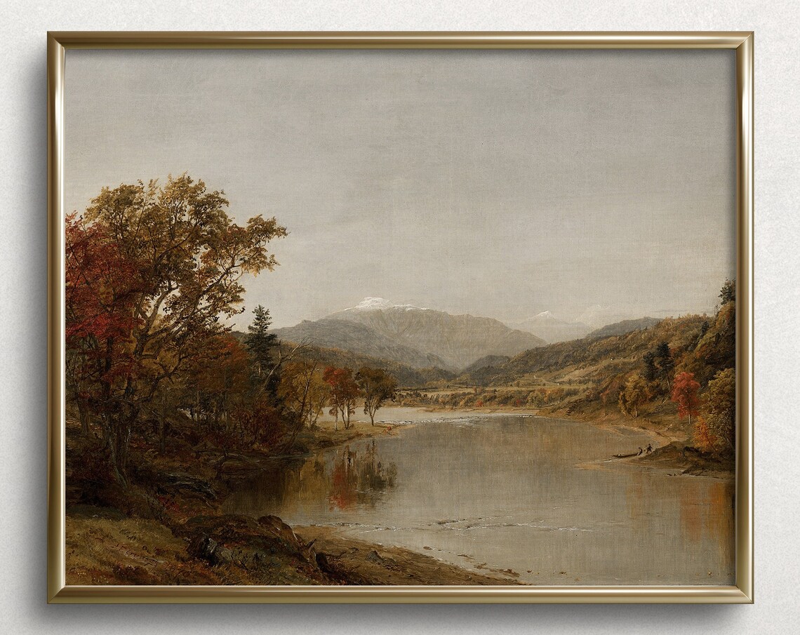 Autumn Lakeside Vintage French Country Art Print