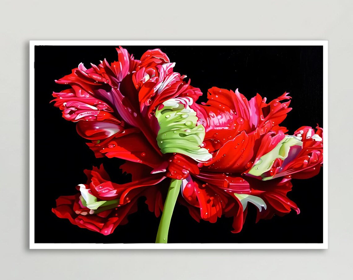 Bold Floral Painting, Modern Botanical Decor