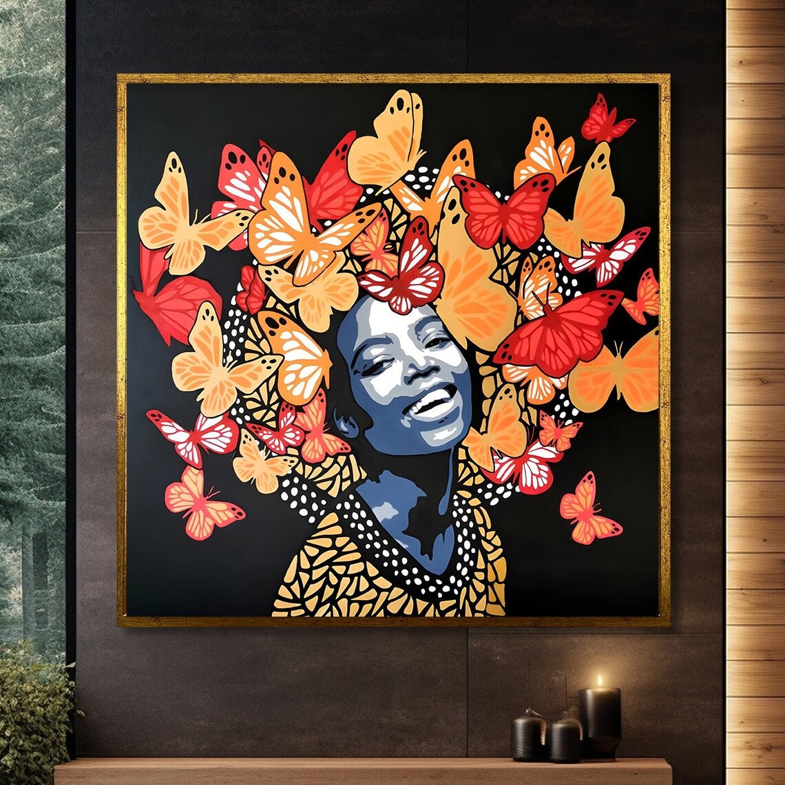 Butterfly Crown Painting, African Woman Wall Art