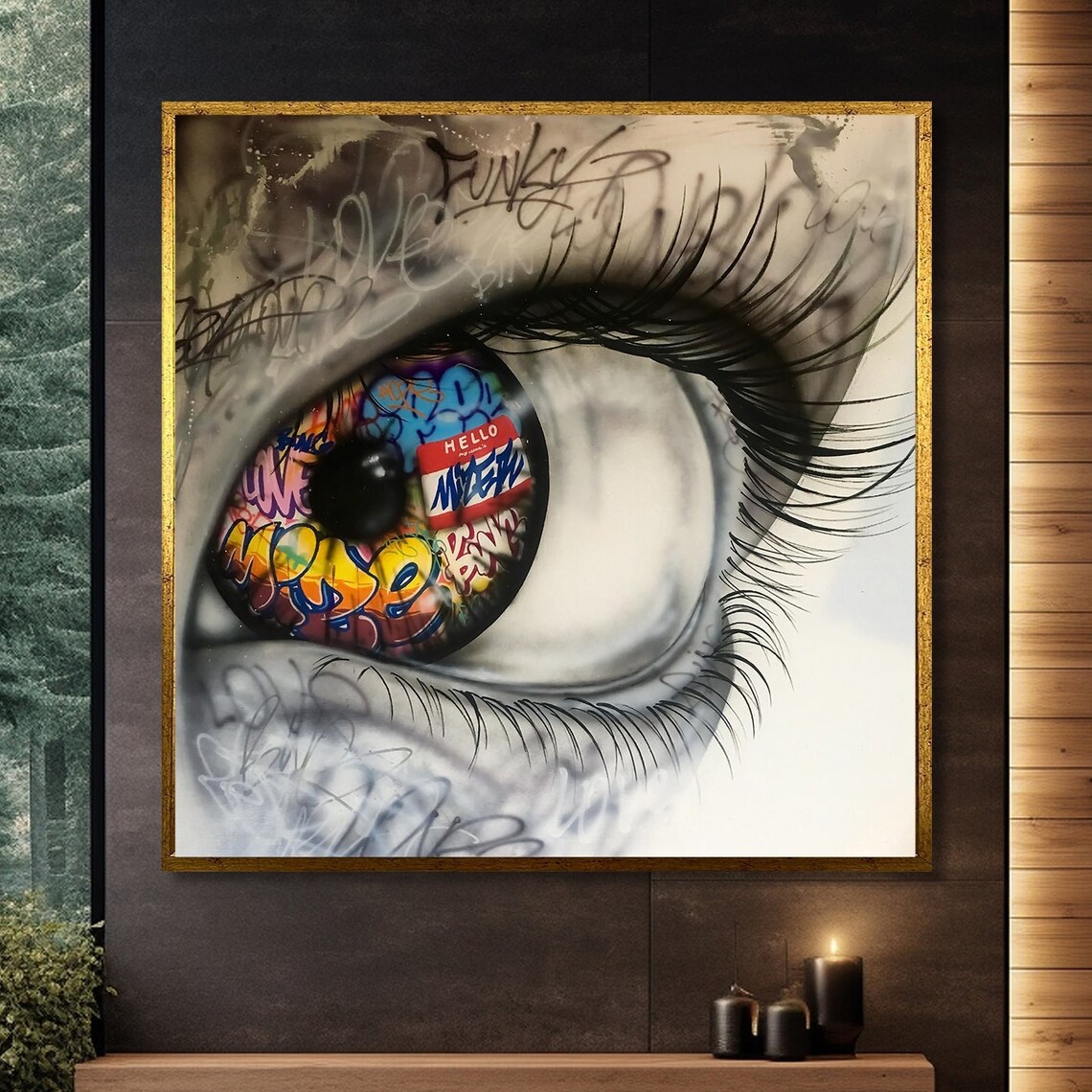 Graffiti Eye Painting, Urban Street Art Decor