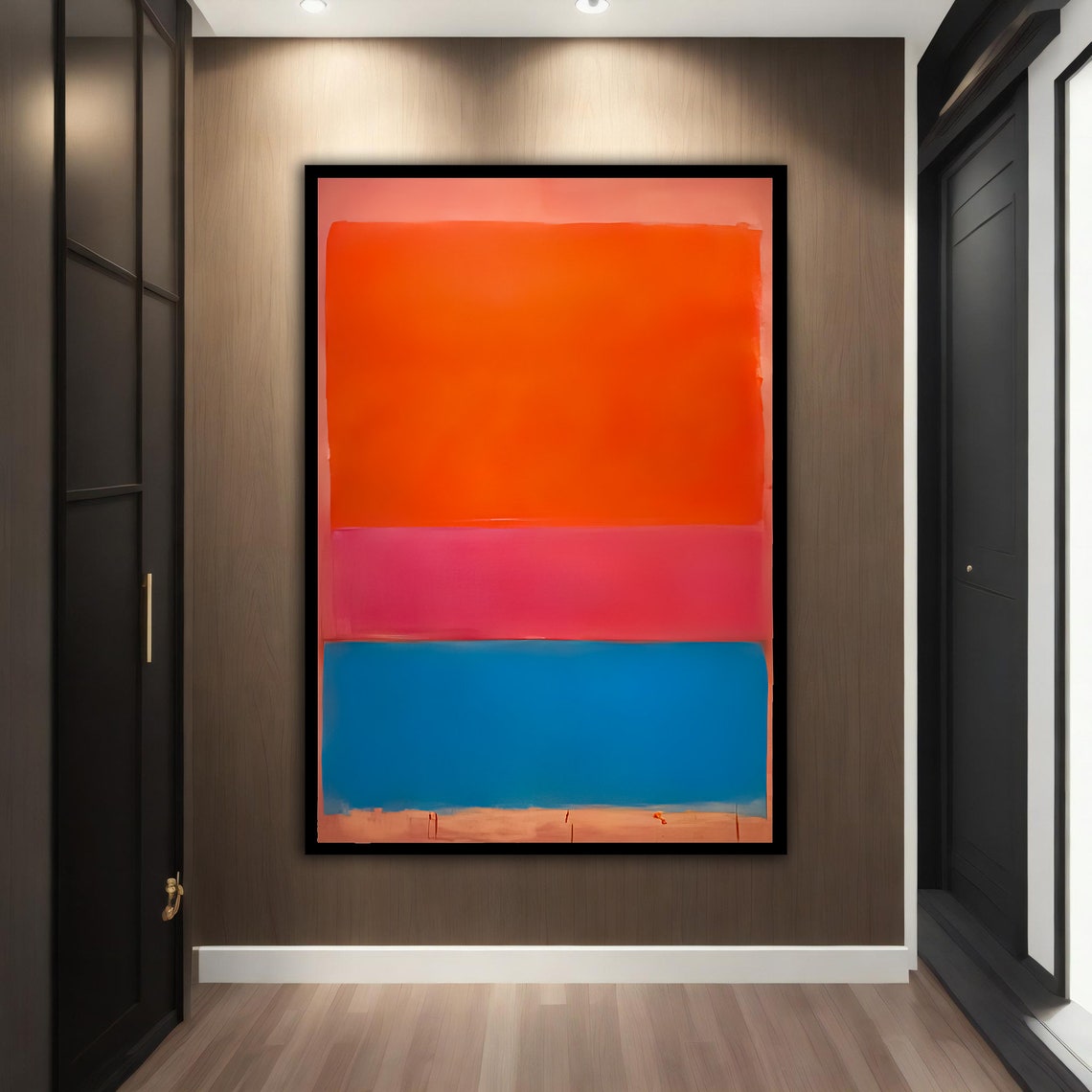 Orange Pink Blue Color Block Rothko Style Abstract Painting Poster - Image 3