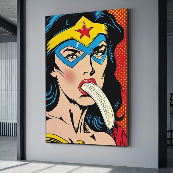Banana Eating Woman Pop Art Painting Pop Art Funny Woman Art Omg Po Art Poster Colorful Pop Art Print