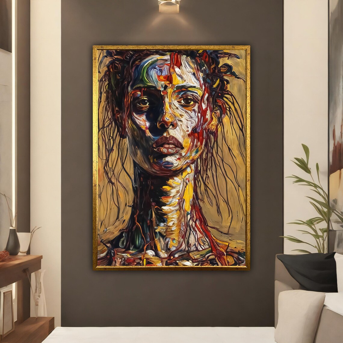 Abstract Woman Portrait Dripping Paint Colorful Modern Art Poster - Image 3