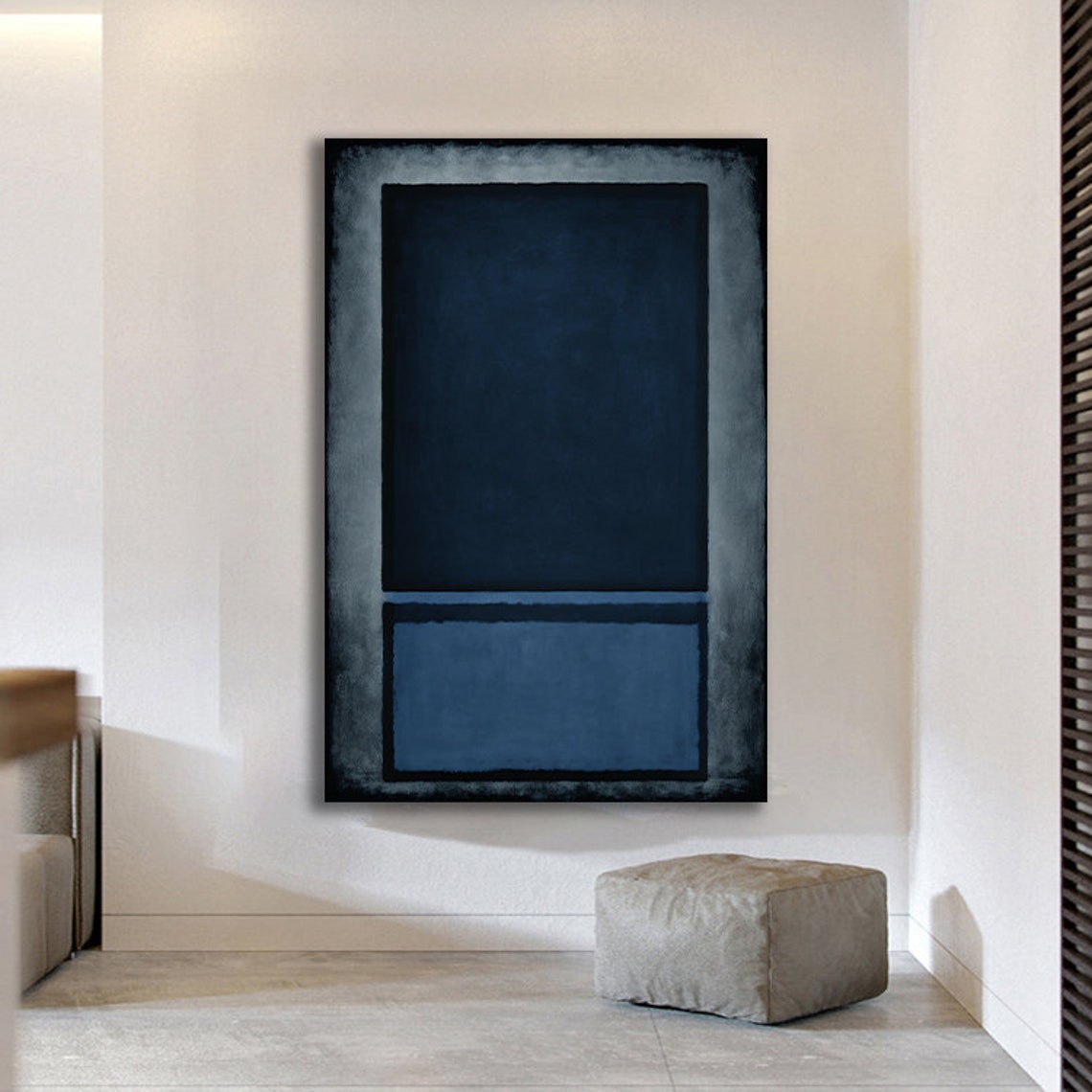 Rothko Style Deep Navy Blue Color Field Minimalist Abstract Art Print - Image 3