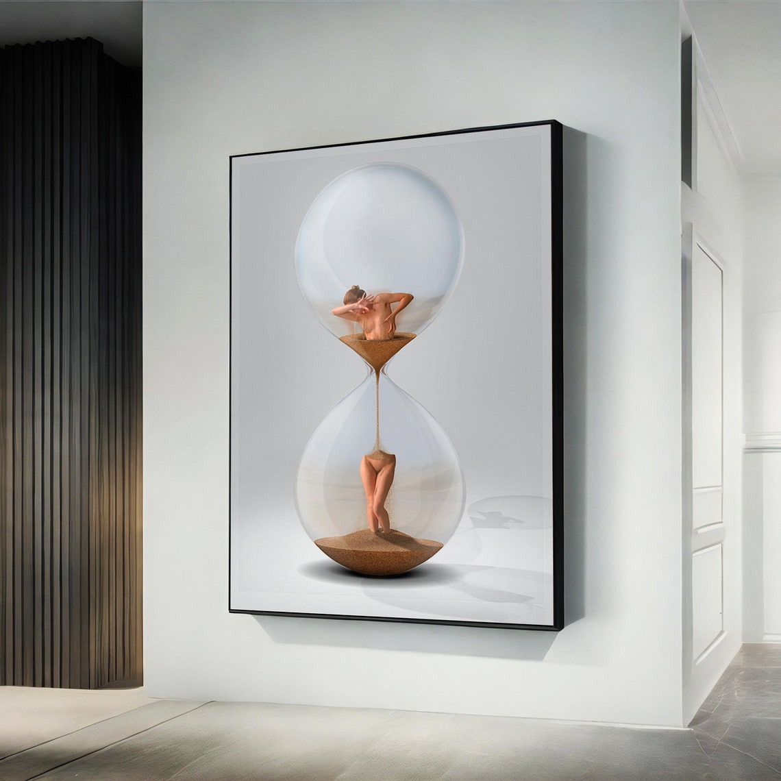Surreal Woman Hourglass Body Sand Falling Time Dreamlike Art Print - Image 3