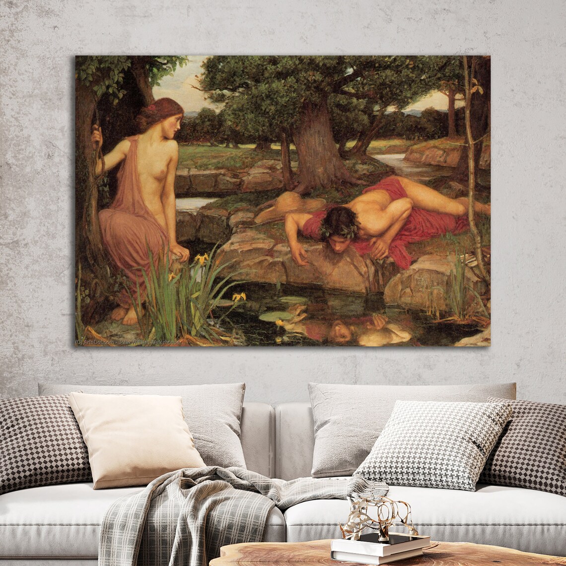 John William Waterhouse Echo And Narcissus Classic Mythology Poster - Image 2