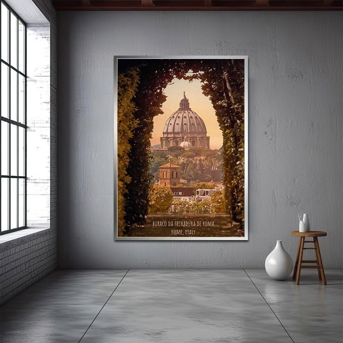 Rome Keyhole Painting Rome Landscape Painting Italy Landscape Painting Antique Looking Painting Printed Painting Rome The City Of Love - Image 2