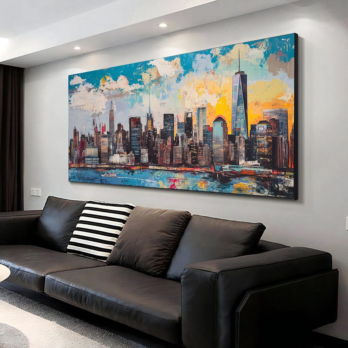 New York City Manhattan Skyline Colorful Abstract Painting Poster