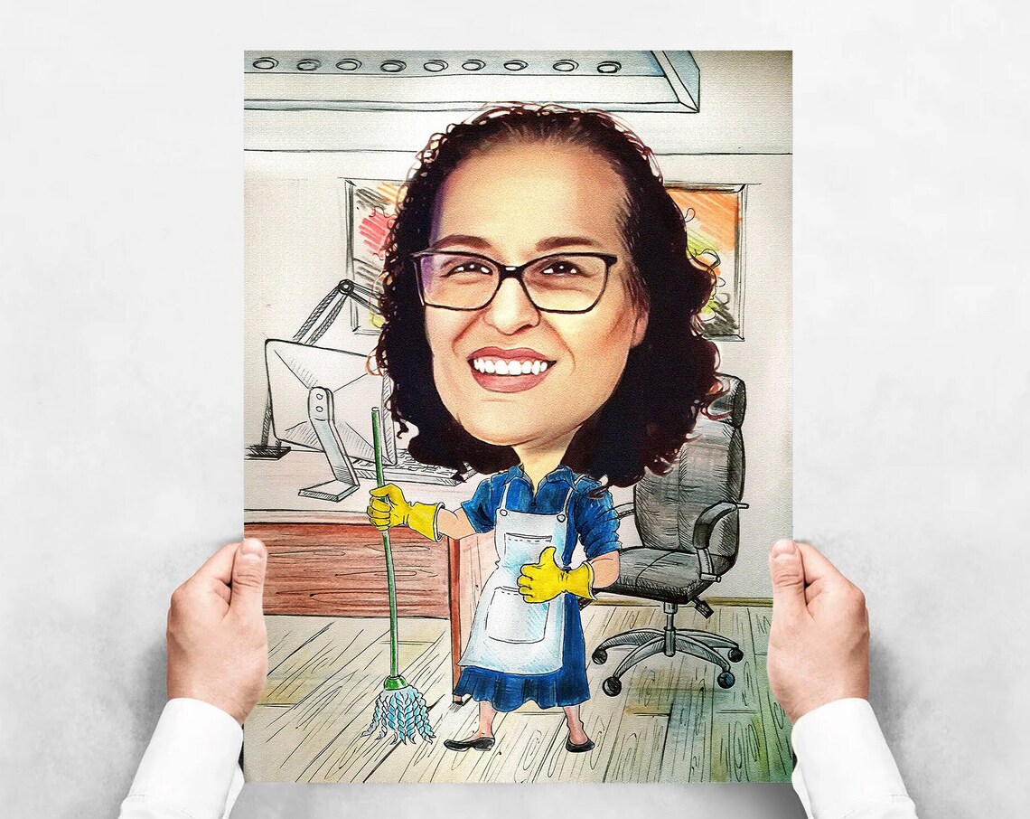 Custom Maid Caricature Portrait From Photo Housekeeper Gift Poster