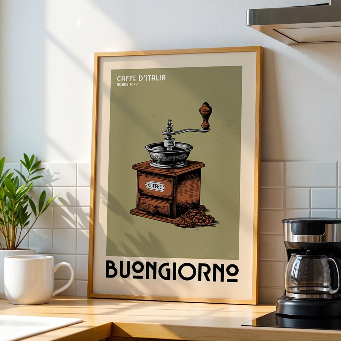 Vintage Coffee Grinder Poster Print, Bar Kitchen Decor