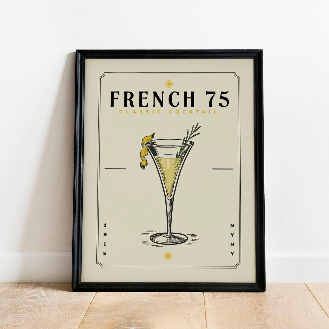 French 75 Cocktail Vintage Wall Art Print