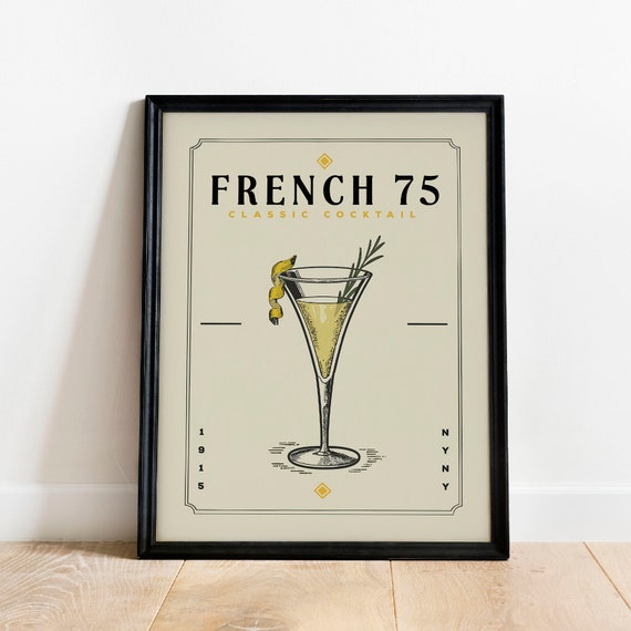 French 75 Cocktail Vintage Wall Art Print