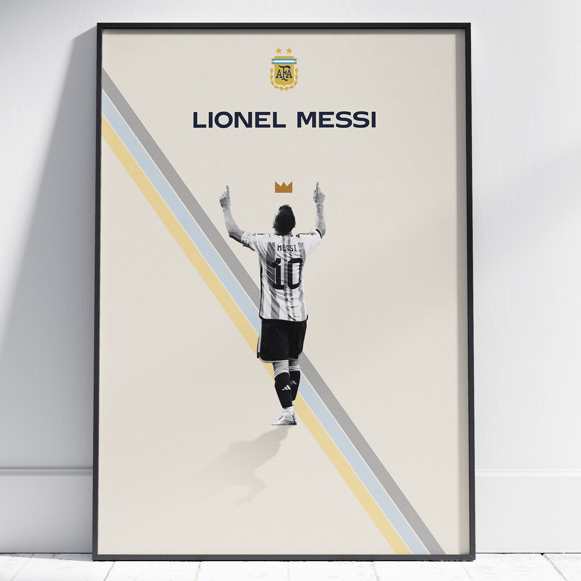 Lionel Messi Argentina Number 10 Celebration Minimalist Soccer Poster