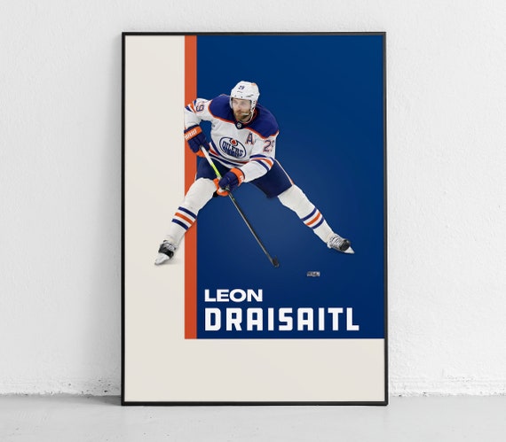 Leon Draisaitl Poster Edmonton Oilers Poster Nhl Poster Hockey Poster Mid Century Modern Leon Draisaitl Oilers