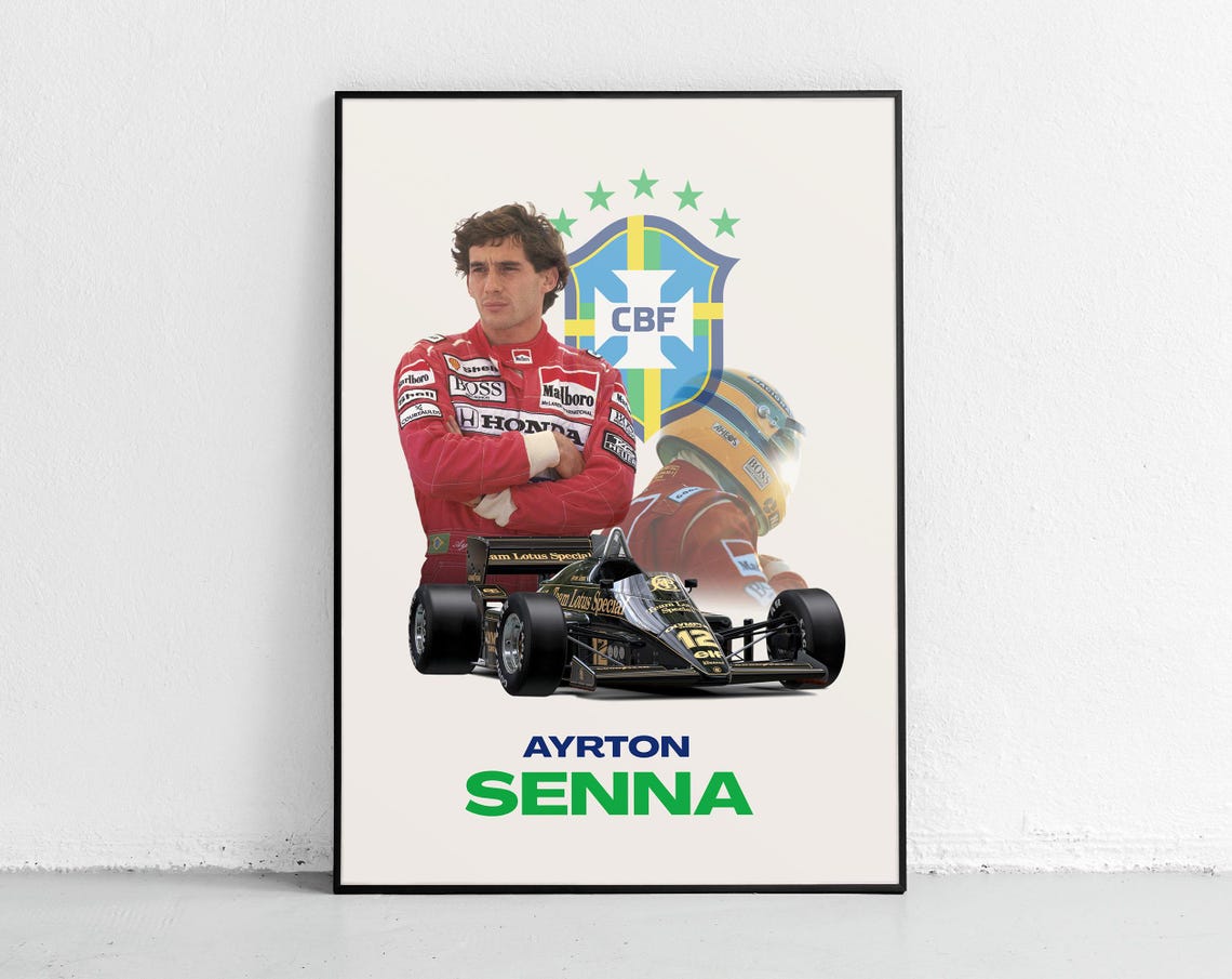 Ayrton Senna Formula One Lotus Racing Legend Art Tribute Poster