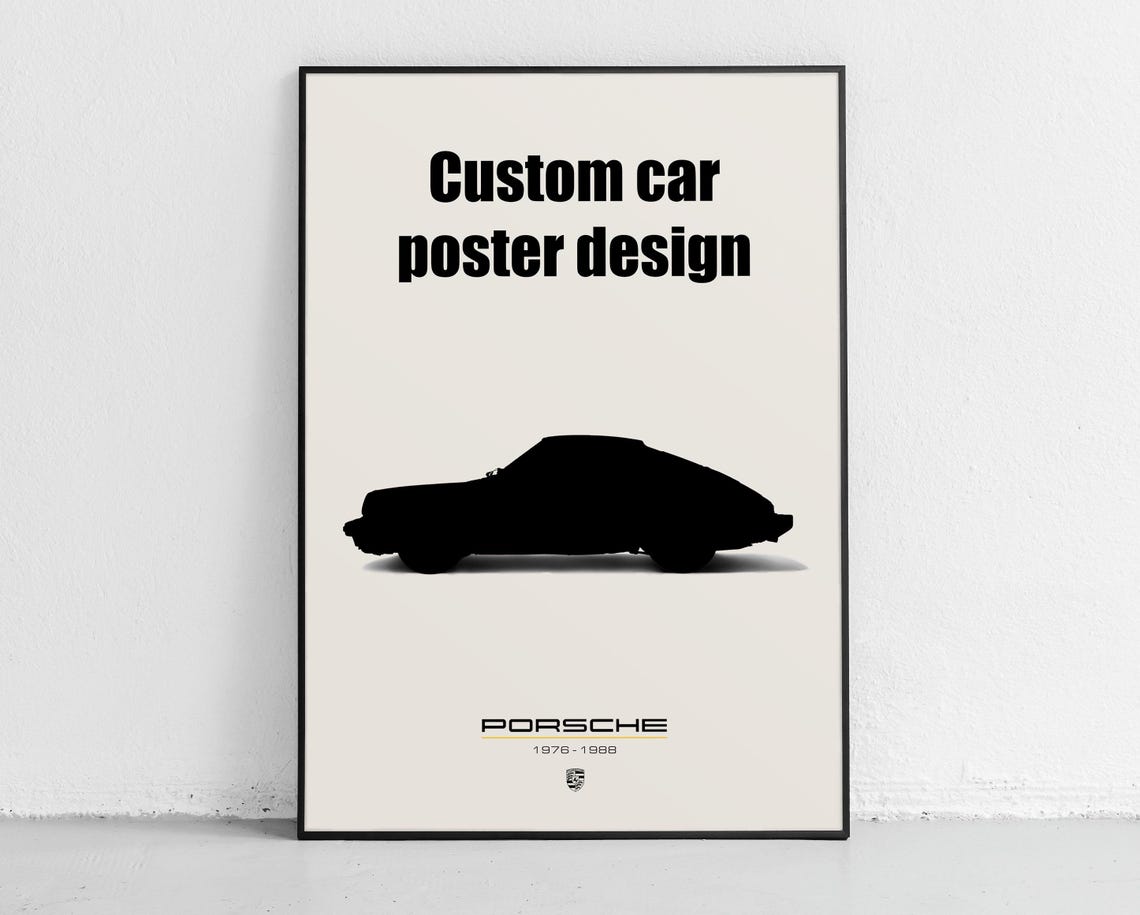 Custom Car Poster Design Template with Classic Porsche Silhouette
