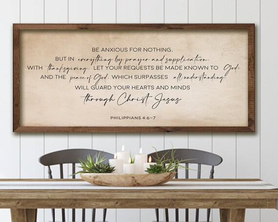 Be Anxious For Nothing Philippians 4:6-7 Scripture Farmhouse Poster