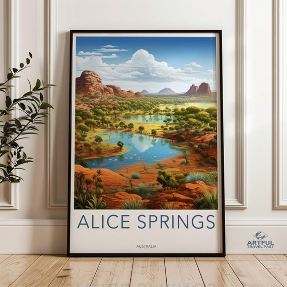 Alice Springs Landscape Wall Art Print Australian Outback Poster Nature Scenery Home Decor Desert Mountains Artwork