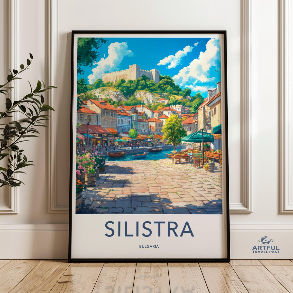 Silistra Bulgaria Hilltop Castle Riverside Old Town Travel Poster