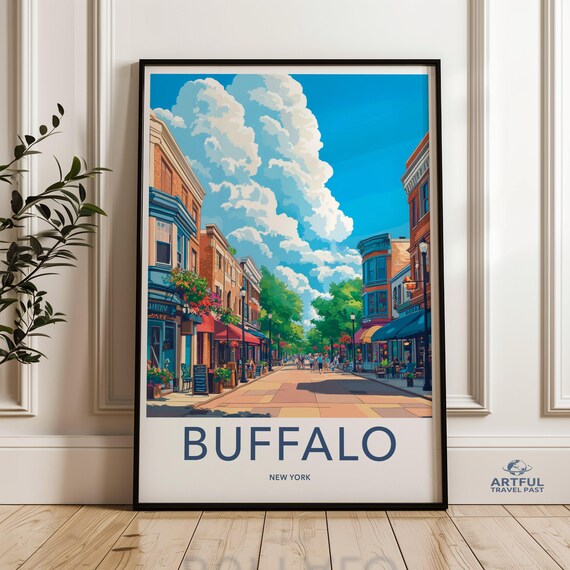 Buffalo New York Wall Art Cityscape Print Poster Decor Urban Street View Home