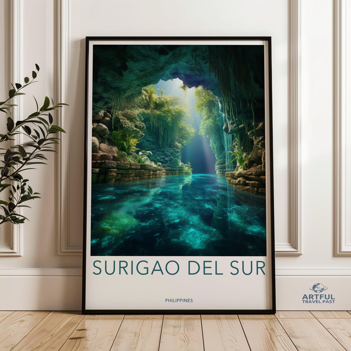 Surigao Del Sur Philippines Emerald Cave Light Beams Lagoon Poster