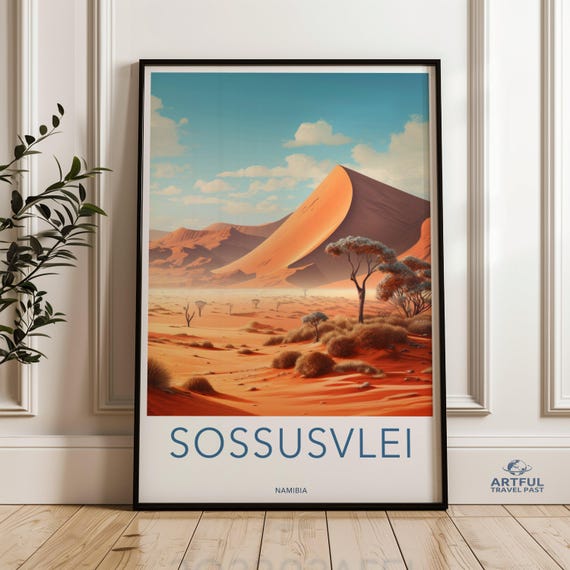 Sossusvlei Wall Art Namibia Landscape Print Desert Dunes Scenic Nature Poster African Decor Travel Photography