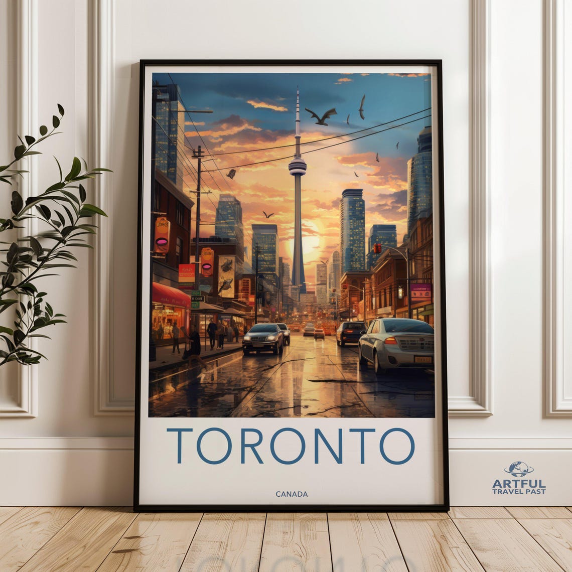 Toronto Skyline Wall Art Cn Tower Sunset Print Cityscape Poster Modern Urban Artwork Downtown Decor Canada Travel Gift