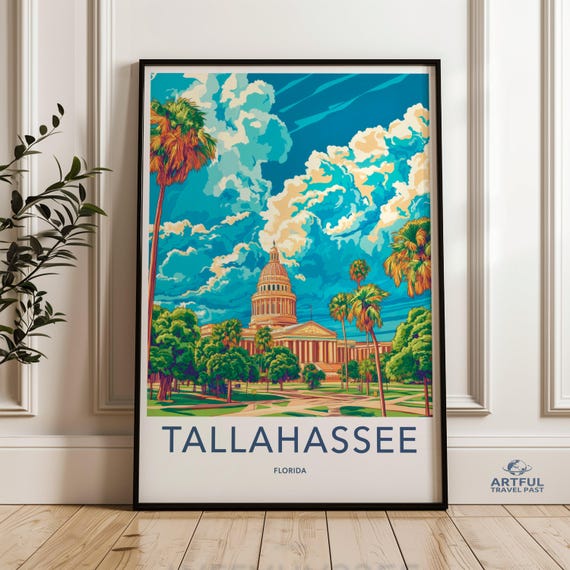Tallahassee Florida Wall Art Print Vibrant Cityscape Decor Colorful City Skyline Poster Home And Office Decoration