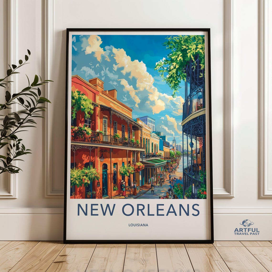 New Orleans Wall Art French Quarter Print Louisiana Travel Poster Vibrant Cityscape Colorful Street Scene Home Decor
