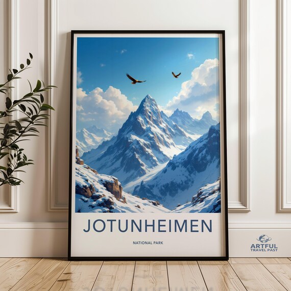Jotunheimen National Park Norway Snowy Peaks Eagles Art Poster