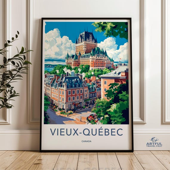Vieux Canada Wall Art Vintage Travel Poster Canadian Cityscape Print City Retro Decor Gift For Travelers
