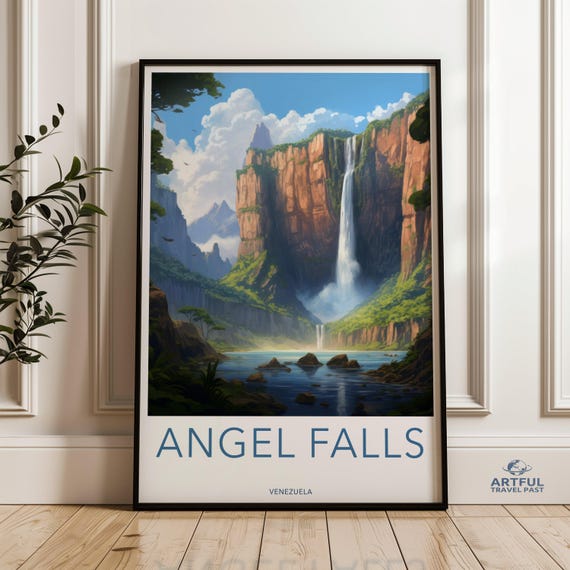 Angel Falls Wall Art Venezuela Waterfall Canvas Nature Landscape Print Scenic Dcor Beautiful Poster