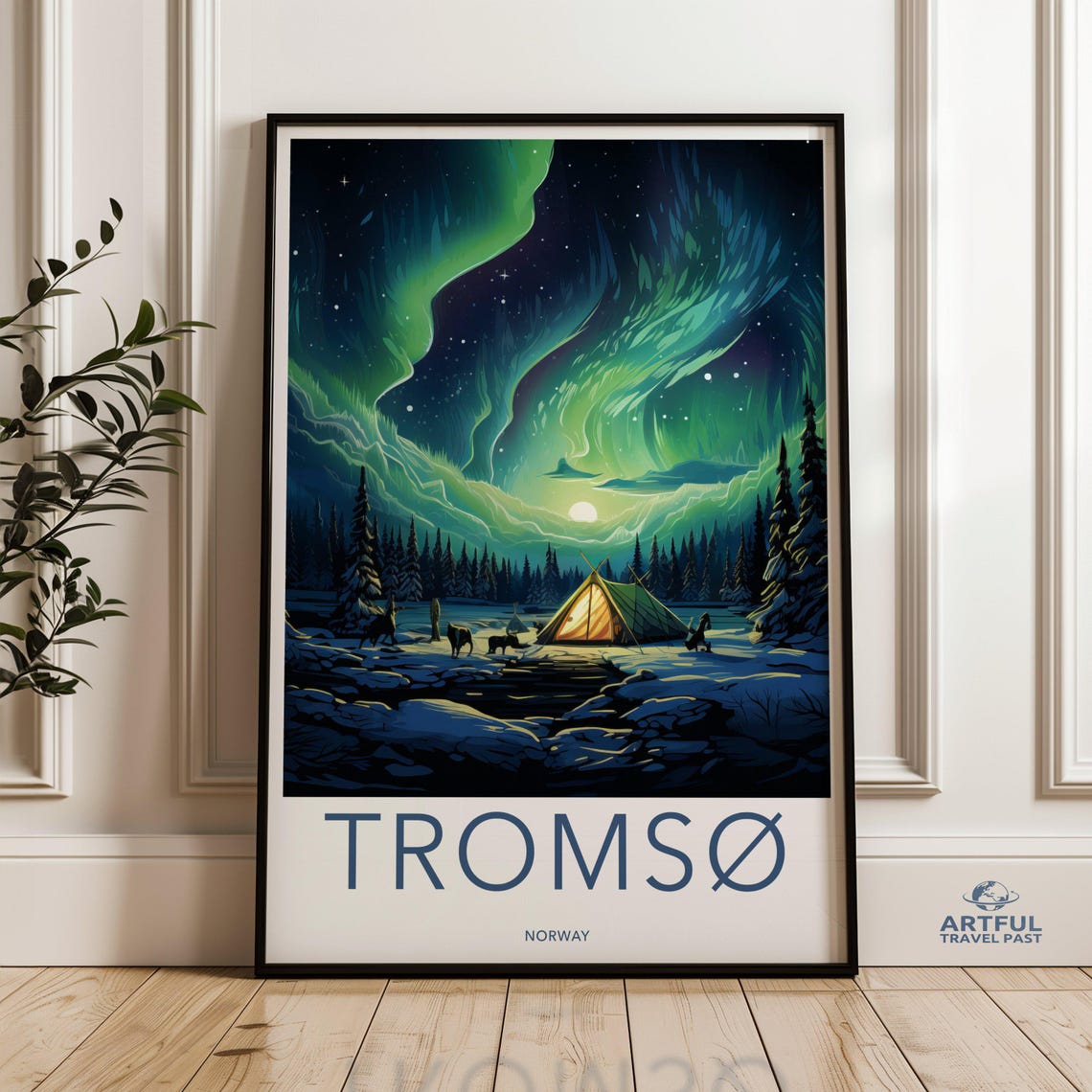Tromso Norway Northern Lights Tent Camp Aurora Night Travel Poster