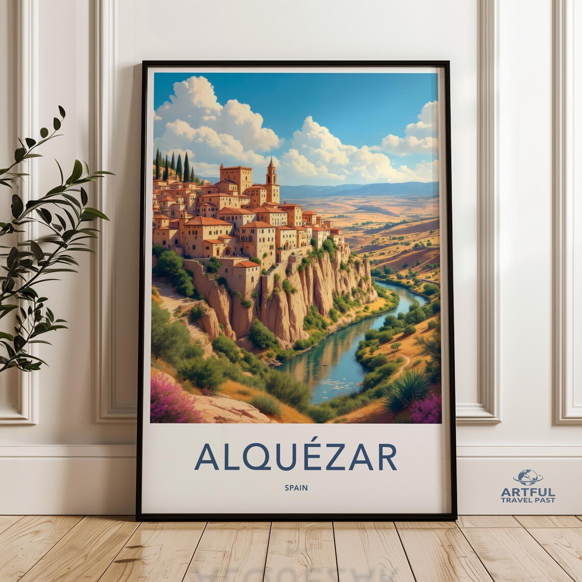 Alquézar Spain Cliffside Village Perched Above a Winding River Poster
