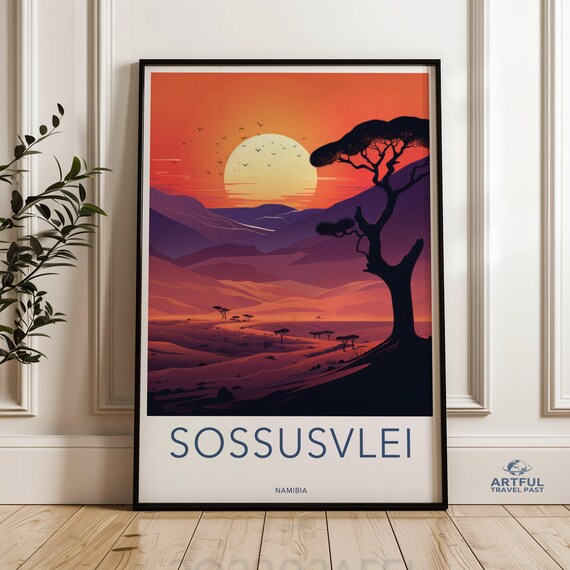 Sossusvlei Namibia Desert Sunset Acacia Tree Silhouette Poster