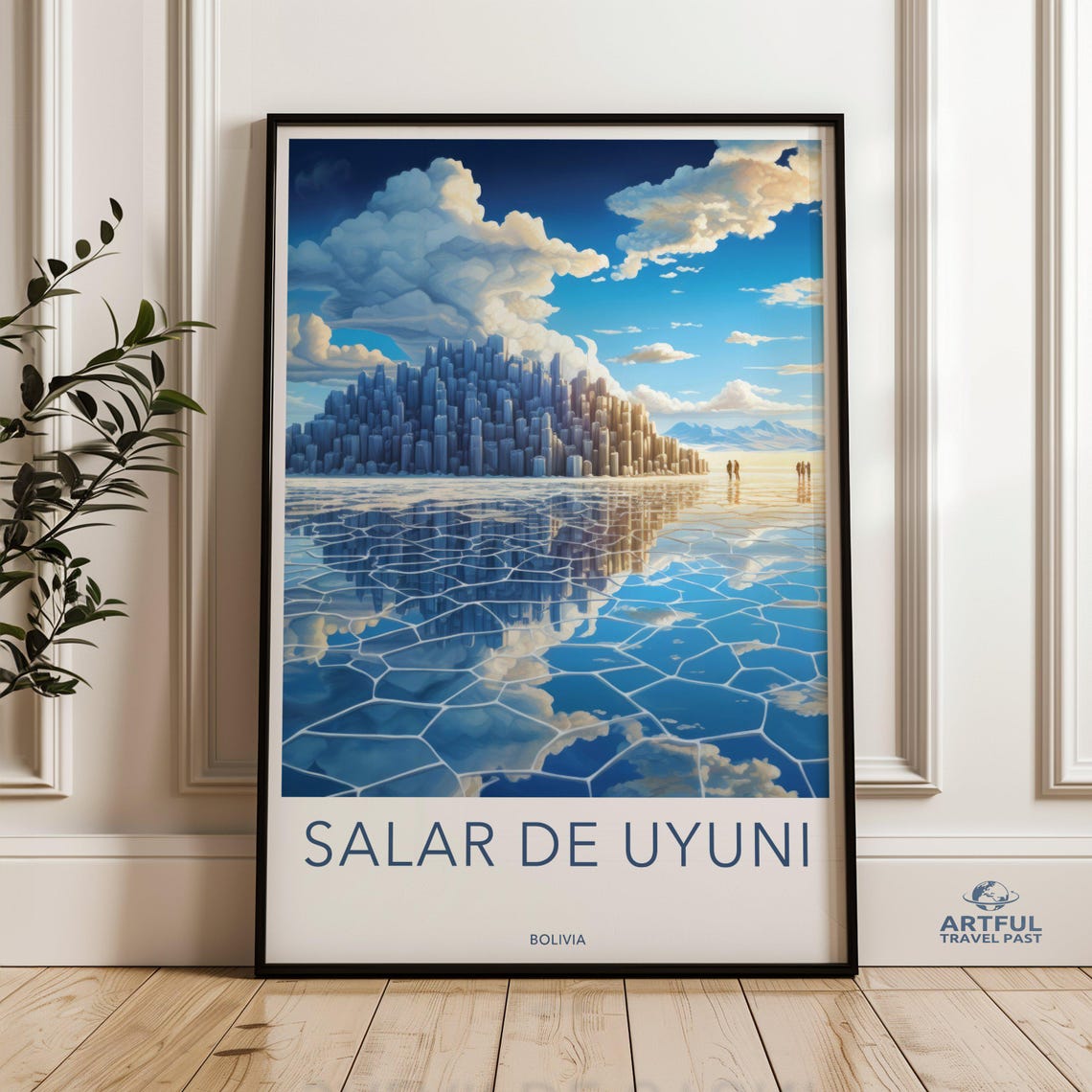 Salar de Uyuni Bolivia Salt Flat Reflection Vintage Travel Poster