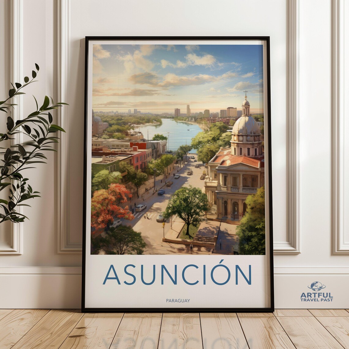 Asunción Paraguay Cathedral Domed Landmark South America Travel Poster