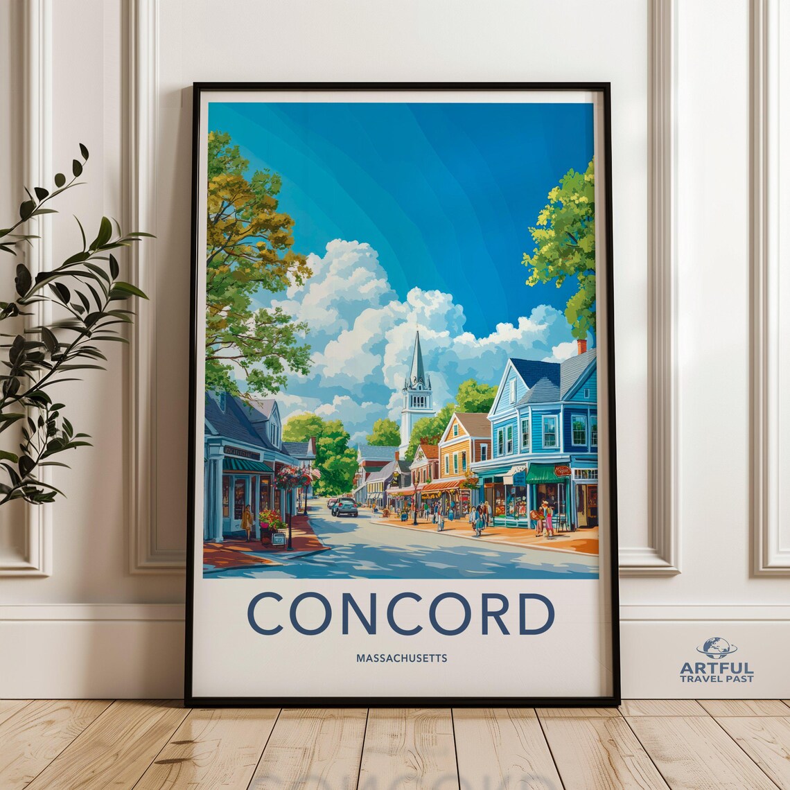 Concord Massachusetts Historic New England Town Street Poster