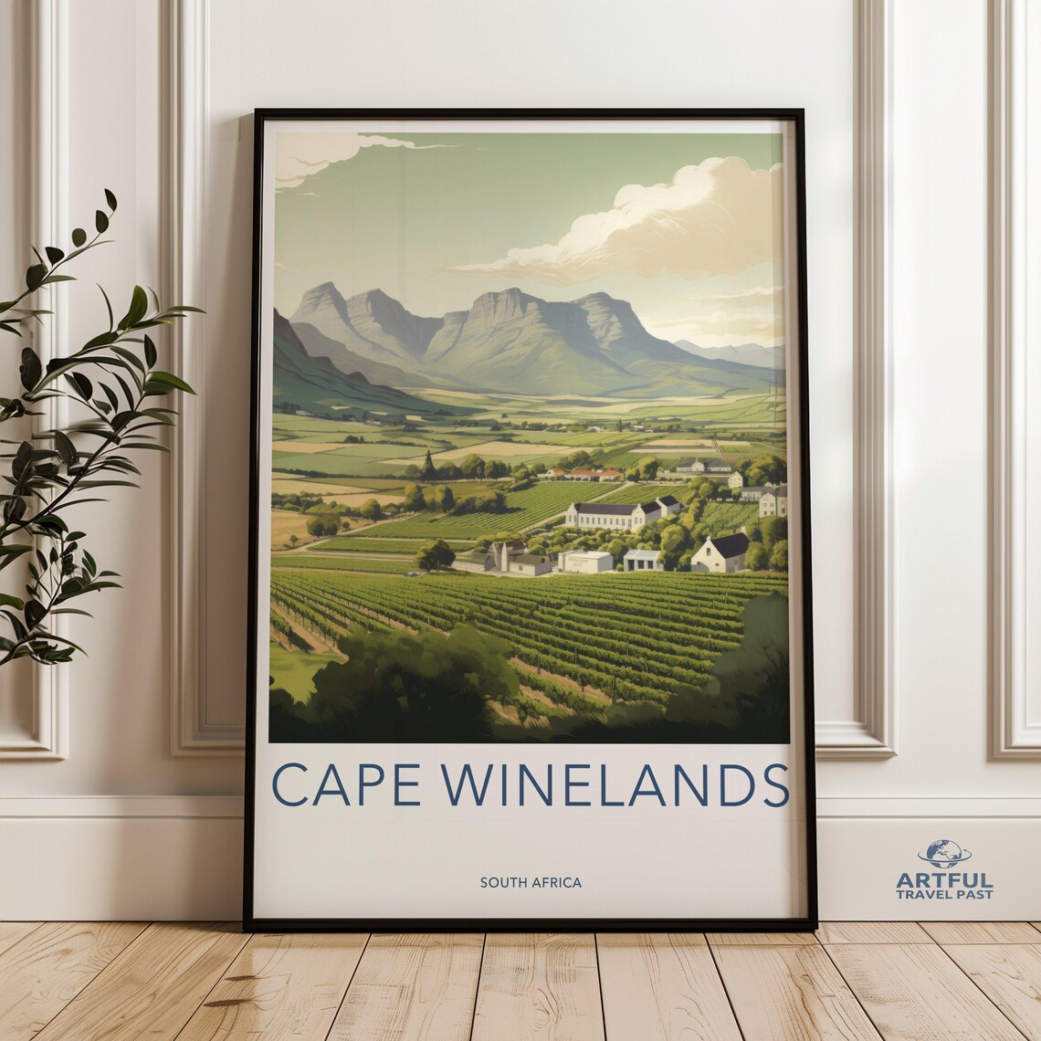 Cape Winelands South Africa Vineyards Rolling Hills Travel Poster