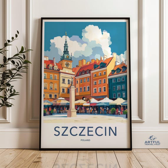 Szczecin Poland Cityscape Wall Art Colorful Architecture Print Urban Landscape Poster Home Decor Travel Gift For Travelers