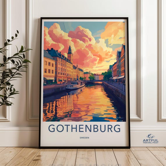 Gothenburg Sweden Wall Art Cityscape Print Colorful Artwork Scandinavian Decor Travel Poster City Home Gifts