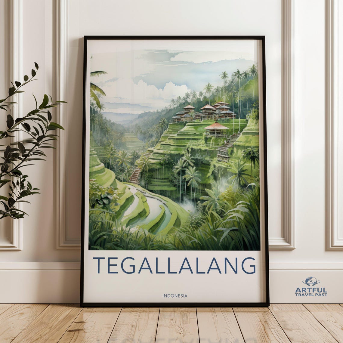 Tegallalang Bali Rice Terraces Poster Lush Tropical Travel Scene
